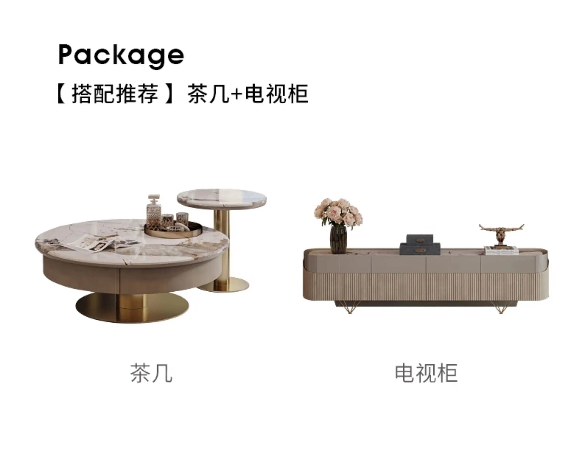 ตู้วางทีวีสไตล์หรูหราเบาๆ หินอ่อน สำหรับห้องนั่งเล่น ดีไซน์ทันสมัย ปรับแต่งได้ โต๊ะกาแฟสไตล์อิตาเลียนหลังยุคโมเดิร์น ระดับไฮเอนด์ พร้อมงานพ่นสีโดยดีไซเนอร์