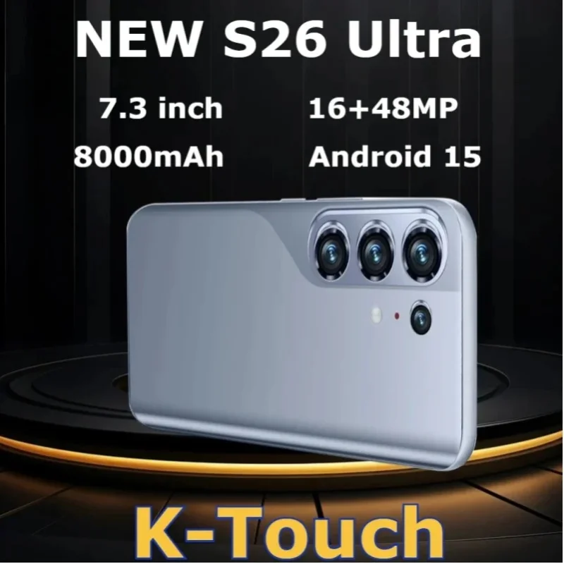 K-Touch Mobiltelefone für S26 Ultra 7,3 Zoll Smartphone Android 15 Handy 8000mAh Gesichtserkennung 5G Dual-SIM 16+48MP Kamera Mobiltelefone für Männer Frauen Geschenke