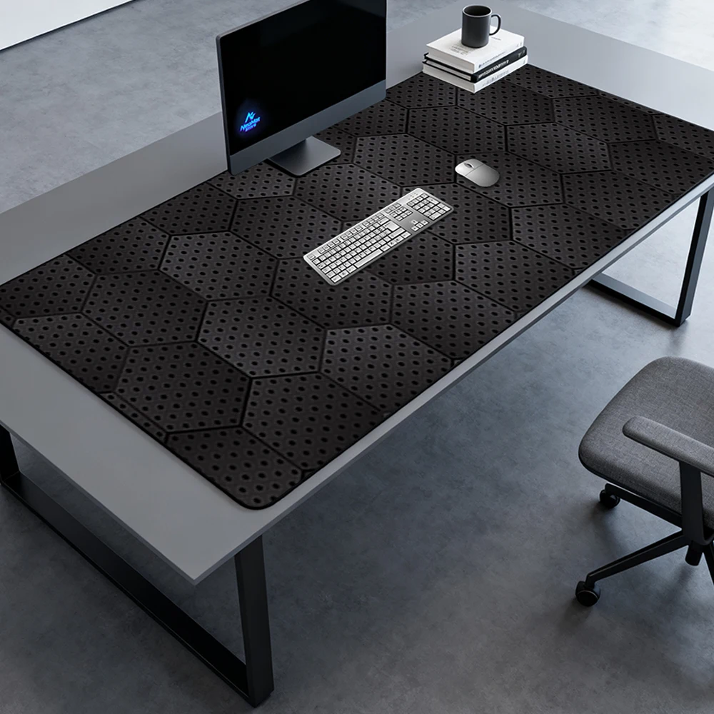 Geometric Mouse Pad Desktop Mat Mousemat 120x60 Black Gaming Mat XXXL Playmat Nonslip Mousepad Hexagon Pattern Mouse Pad Deskmat