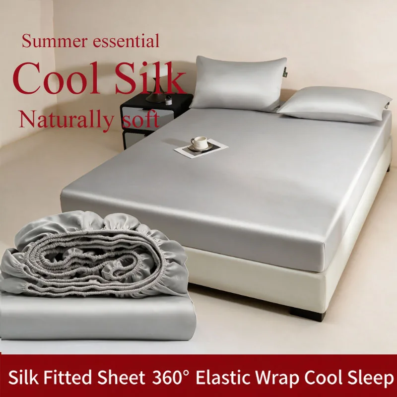 Ice Silk Summer Mattress Cover 2026 Cool Feeling Bed Luxury Mattress Sheet Cover for Mattresses 5-28cm New Style