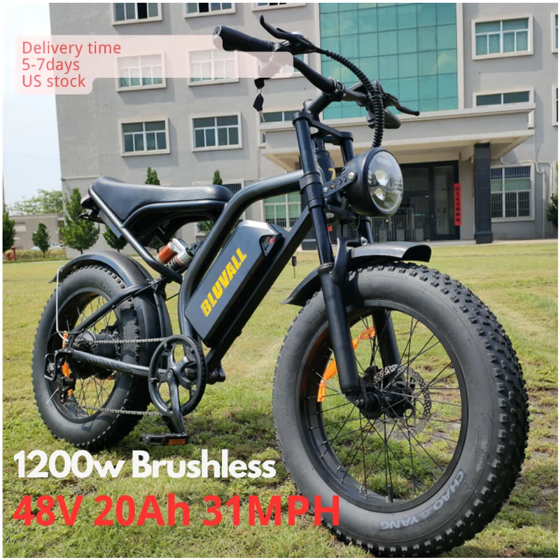 

BLUVALL K6 Electric Bike for Adults 1200W 30MPH,48V 20/23AH, 20 in Fat Tire Ebike 20 in Fat Tire Ebike