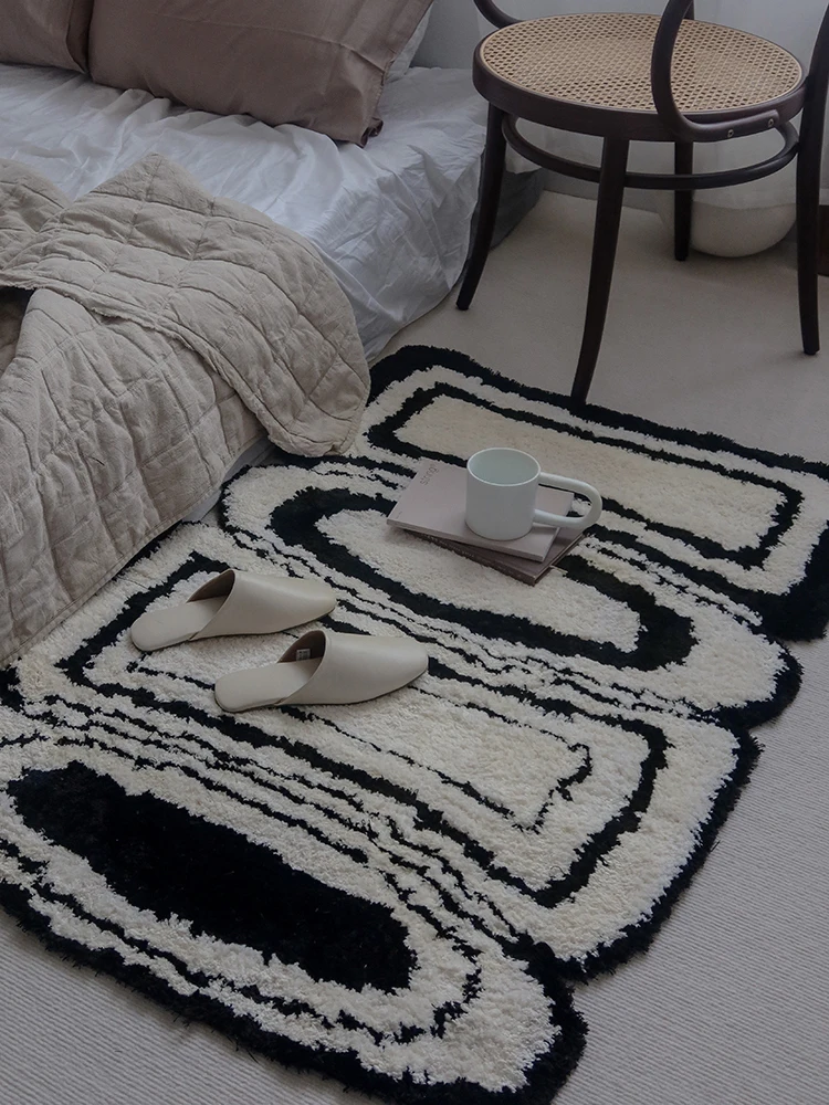 

Thickened Flocking Carpet Anti-Slip Absorbent Bedroom Bathroom Door Mat Rug for Bedside And Room Entrance Chinese Style Home ...