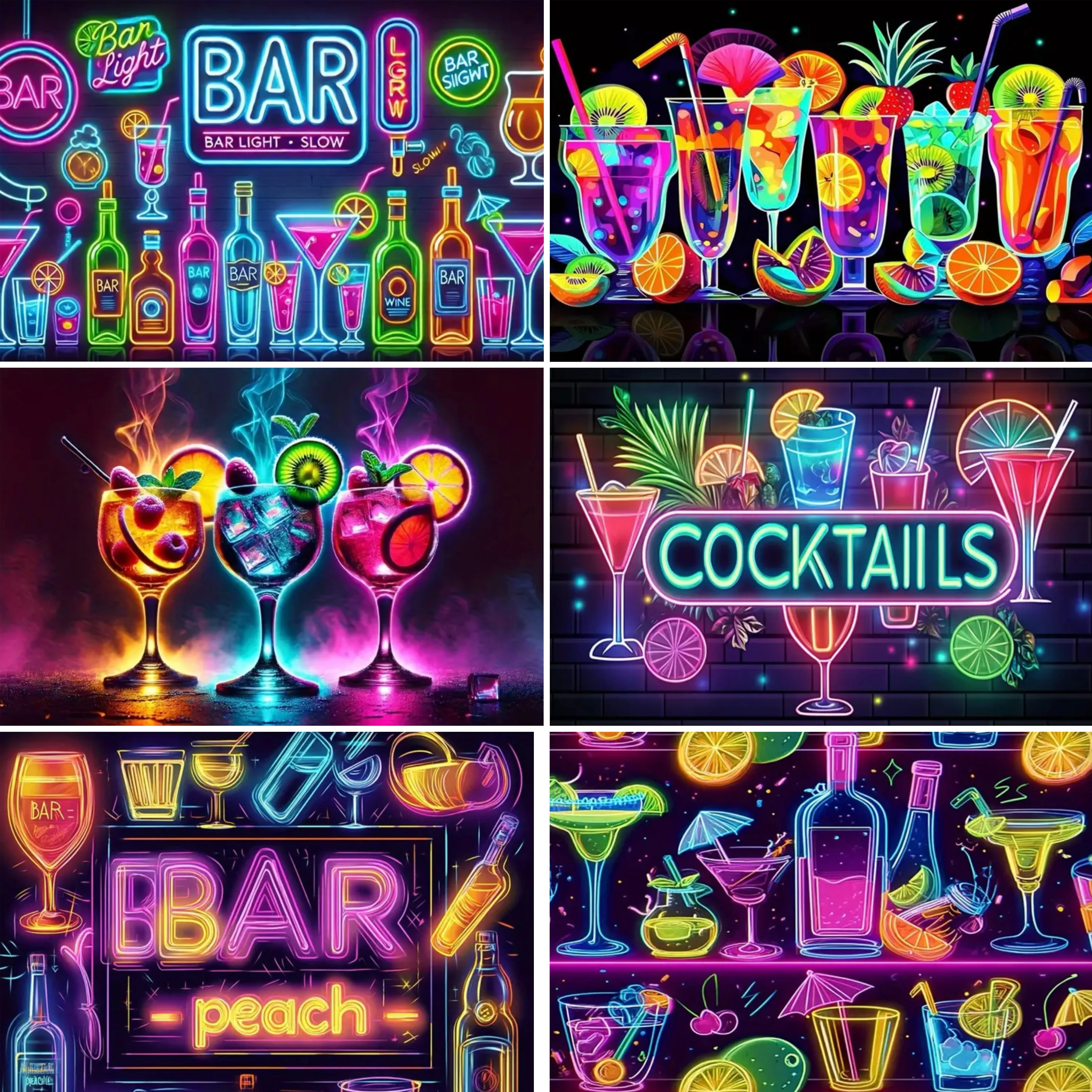 

Fluorescent Neon Cocktail Colorful Beverage Theme Party Decoration Backdrop Bar Festival Birthday Art Scene Decoration Banner