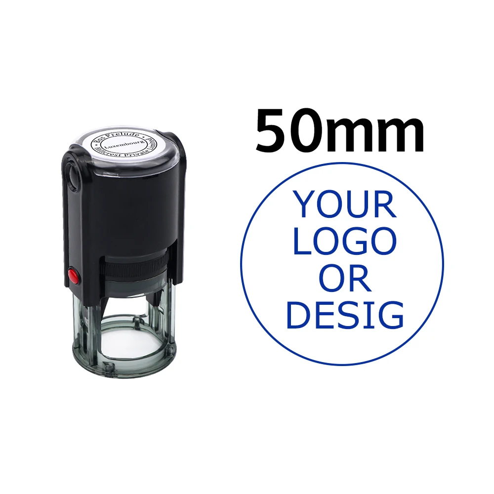 Benutzerdefinierter selbstfärbender Stempel 25/30/40/50 mm rundes Logo-Design P personalisierter Presstyp-Tintenstempel für Hochzeitseinladungsumschläge