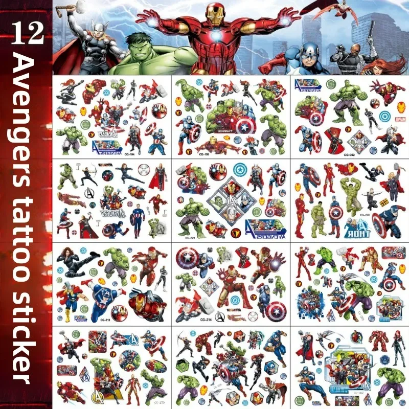 

Cartoon Tattoo Sticker Water Transfer Sticker Avengers Captain America Iron Man Hulk Water Transfer Print Disposable Tattoo