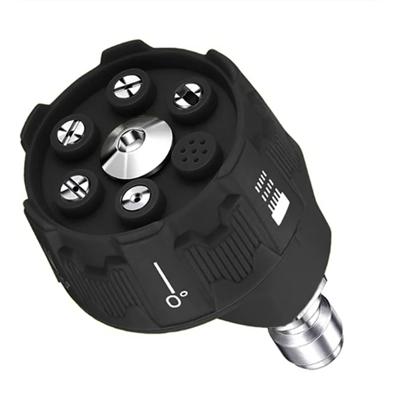 Boquilla de lavadora a presión A95I-6-en-1, boquilla de cambio multifuncional de 1/4 pulgadas, cabezal de pulverización de chorro de presión de conexión rápida