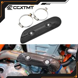 Motorcycle Carbon Fiber Exhaust Heat Shield Protector For Huqvarna FX FE 230 350 450 501 2017-2023 For KTM EXC EXCF 2007-2023