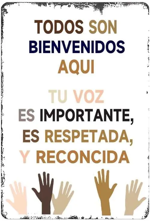 Todos Son-Bienvenidos Aqui Igualdad Children Hands All are Welcome Here Equality Poster Kindness School Classroom Vintage Decor 