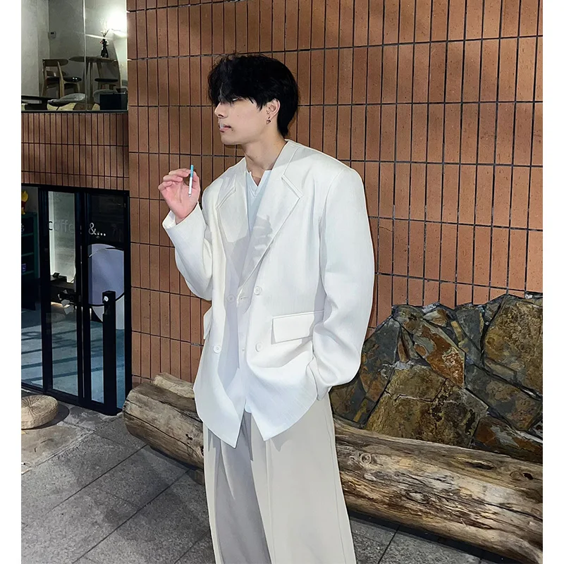 

Cleanfit Casual oulder Pad Men's Suit Jaet Briti Preppy Sle Spring Autumn High End Korean Version Leisure Western Clo...