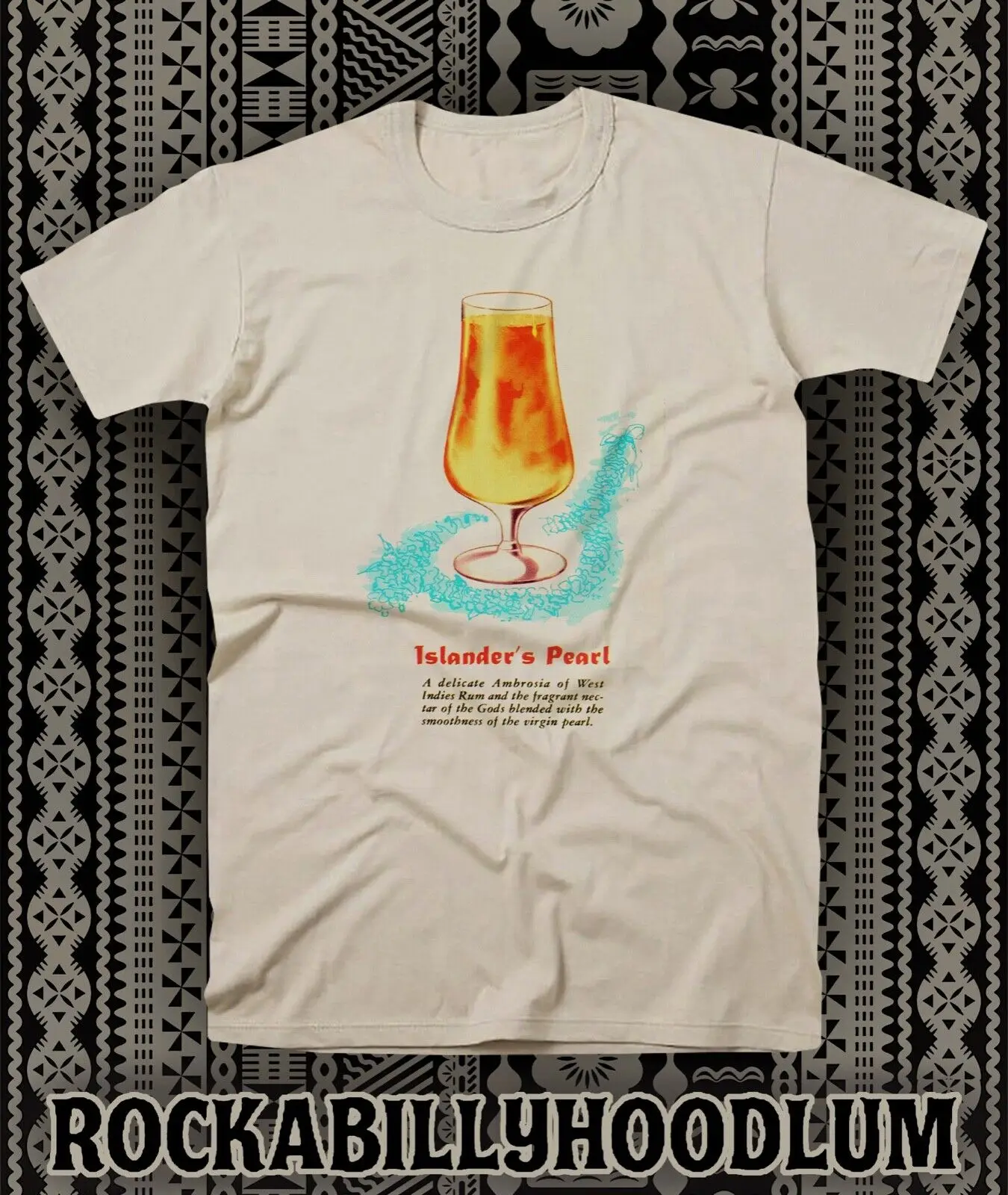 Retro Tiki Tee T Shirt Rum Mug Restaurant Bar Cocktail Drink Islander's Pearl