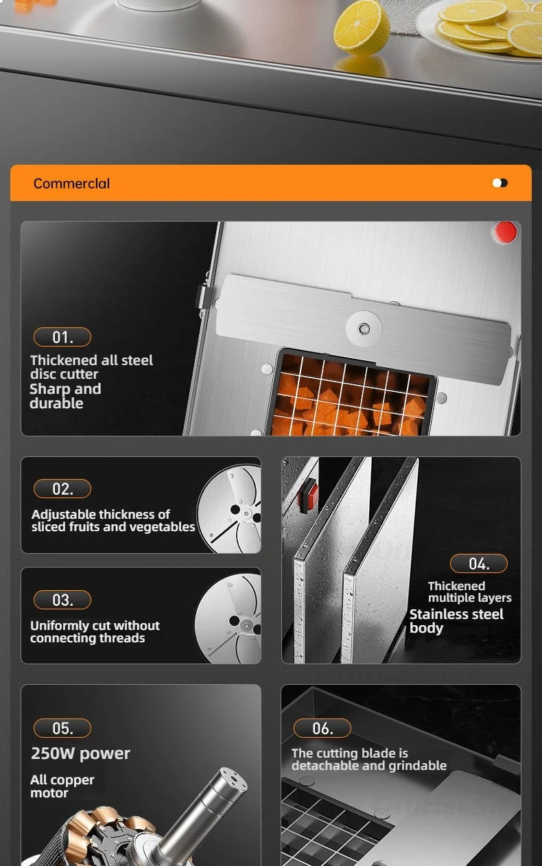 HomeWise LEVEC متعددة الوظائف قطاعة الخضار التقطيع/التقطيع/التقطيع 4 في 1 آلة قطع المطبخ منتج أغذية 220 فولت 110 فولت