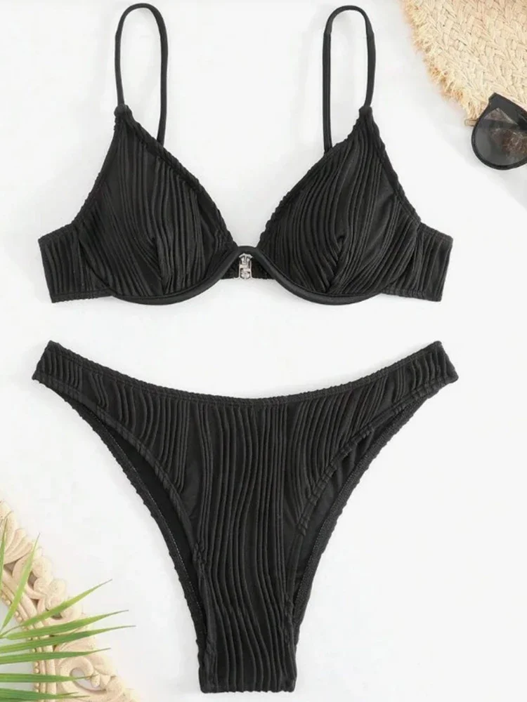 Beach Y2k Sexy Bikini Set Women Two Piece Solid Swimsuit Backless Female Swimwear Bathing Summer Fashion Holiday Beachwear