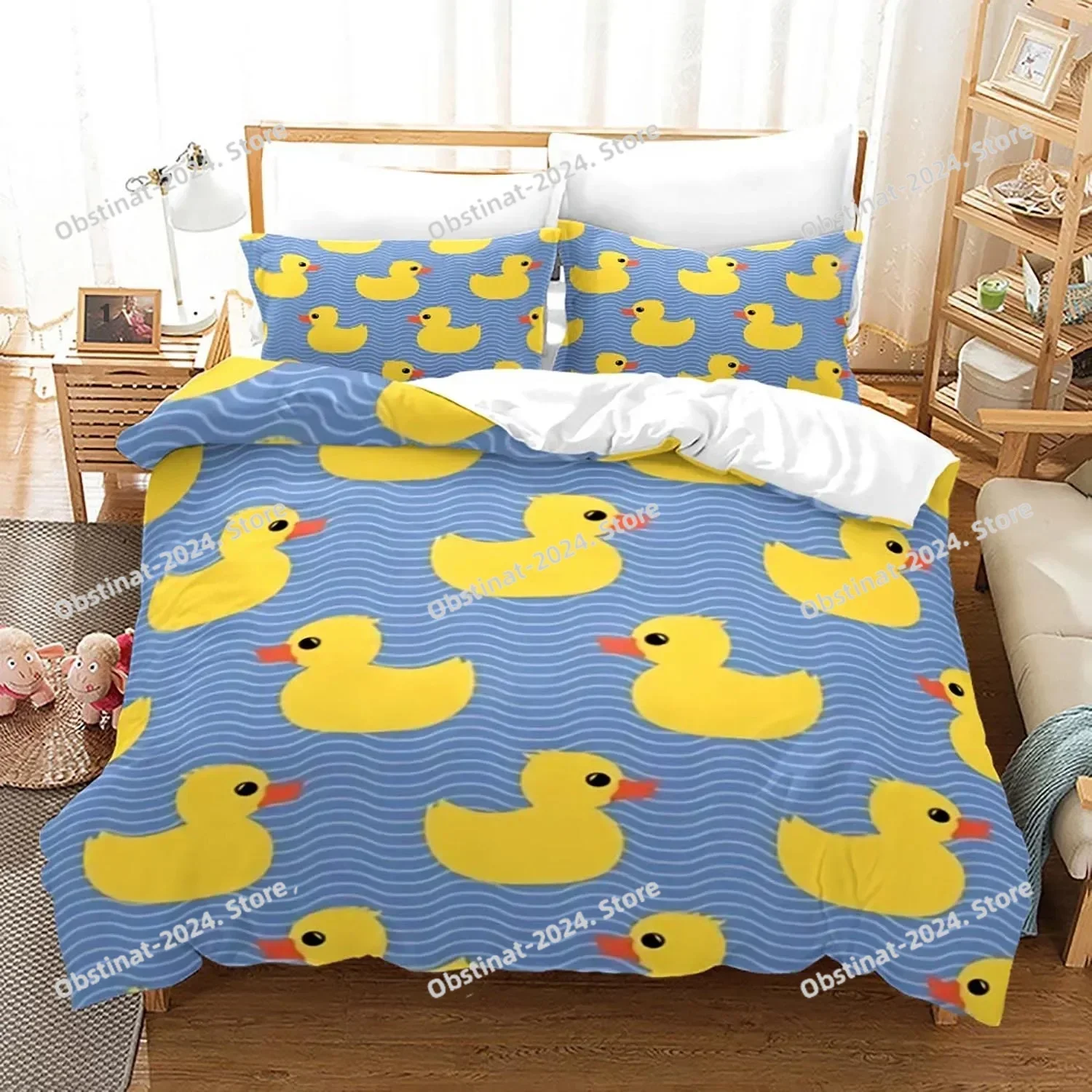 

Yellow duck Bedding Set Single Twin Full Queen King Size Little duck Bed Set Aldult Kid Bedroom Duvetcover Sets 3D Print 020