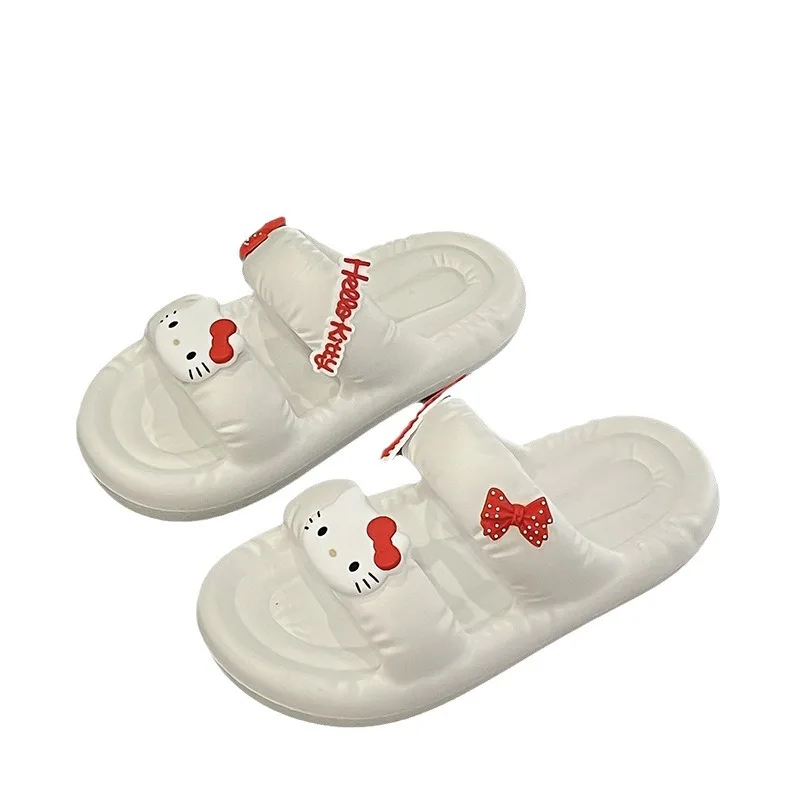 Sanrio Slippers Sandals Cinnamoroll Kuromi Hello Kitty Summer Home Dormitories Anti Slip Thick Soled Slippers Girl Outdoor Sanda