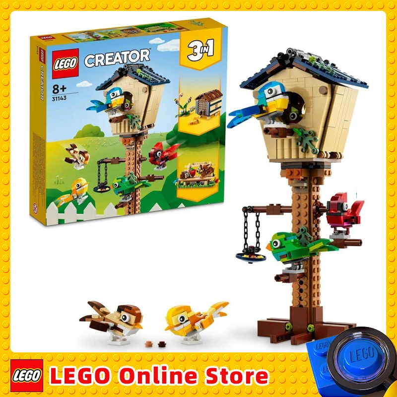 LEGO Creator 3 in 1 Birdhouse 31143 Birds to Hedgehog to Beehive Set Forest Animal Figures Building Toys for Kids Colorful Gift