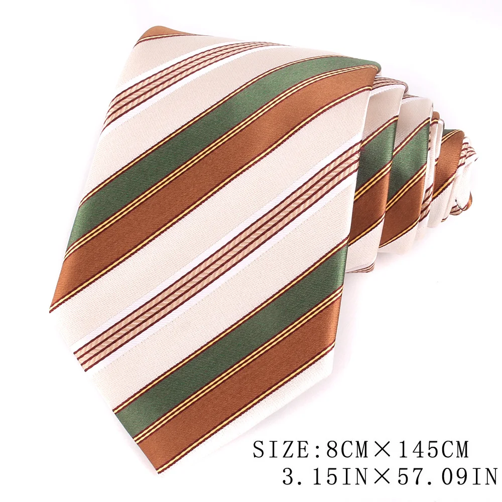 Classic Stripe Ties For Men Women Brown Color Neck Tie For Party Business Paisley Suit Neckties Wedding Neck Tie For Groom Gifts