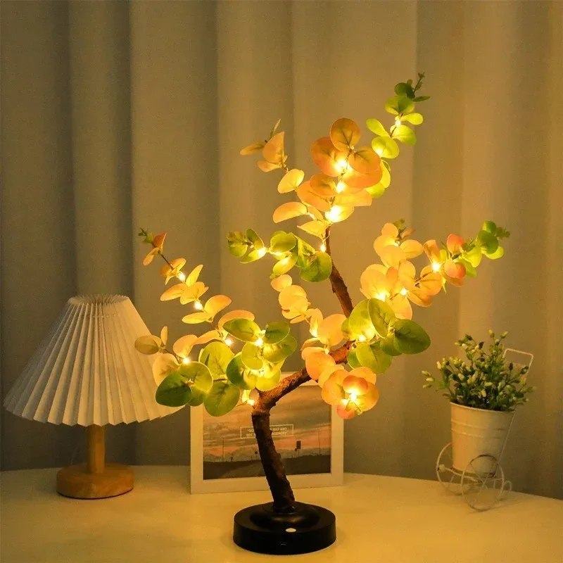USB LED Money Tree Lamp Indoor Decorative Desk Light Battery Powered Warm Atmosphere Night Light for Home Room Festival Decor