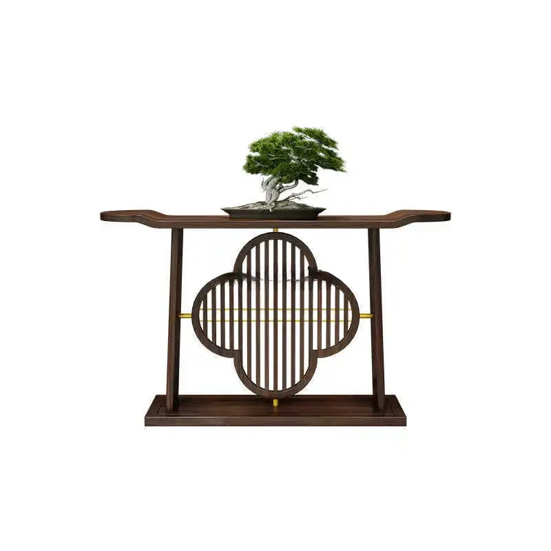 New Chinese style entrance front door porch end view table solid wood art plan