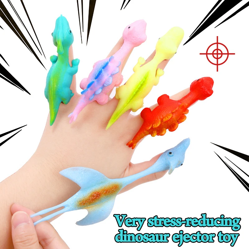 Catapulte de doigt de dinosaure, jouet de décompression TPR, fronde pour enfants, farces de fête d'anniversaire, couleur aléatoire, 5 à 30 pièces