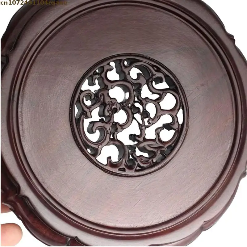 Exquisite Miniature Round Wood Base Figurine Statue Display Stand Coffee Tea Sets Pedestal Vase Flower Pot Bonsai Sorting Table