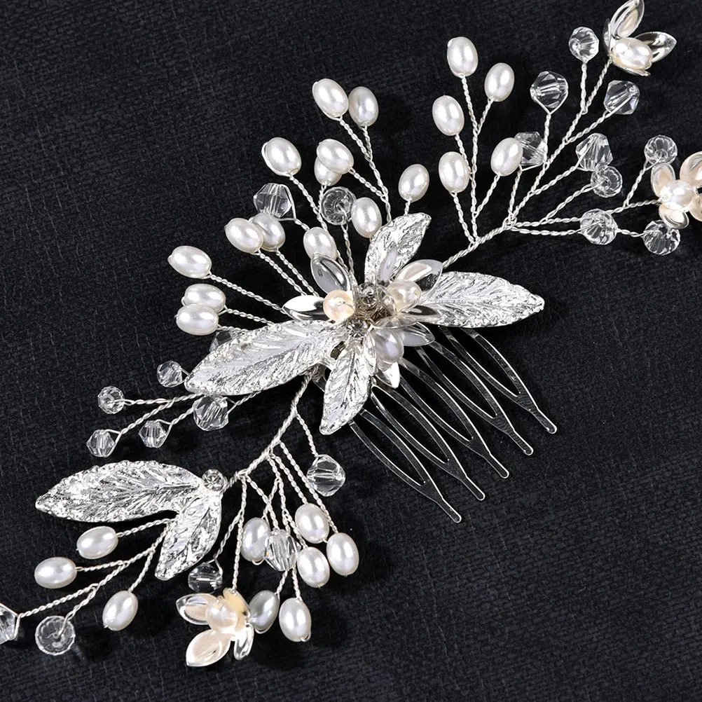 

2 Pcs Comb Wedding Hair Bride Headgear Bridesmaids Accessories Bridal Headpiece Silver Clips