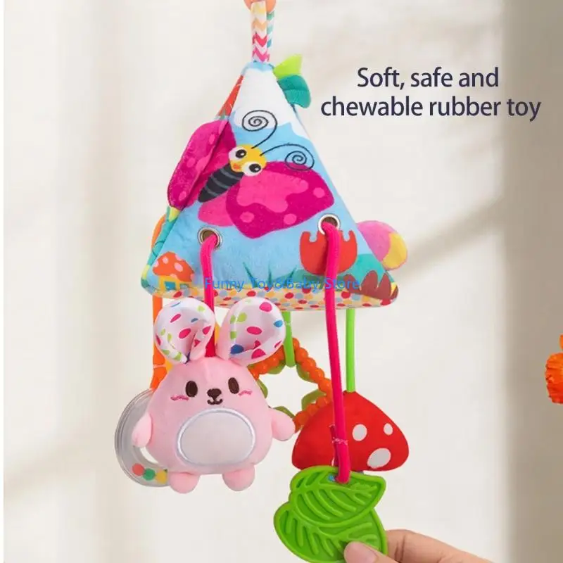 Jouet suspendu pour poussette avec hochet apaisant pour nouveau-nés, berceau interactif Mobile pour le développement visuel