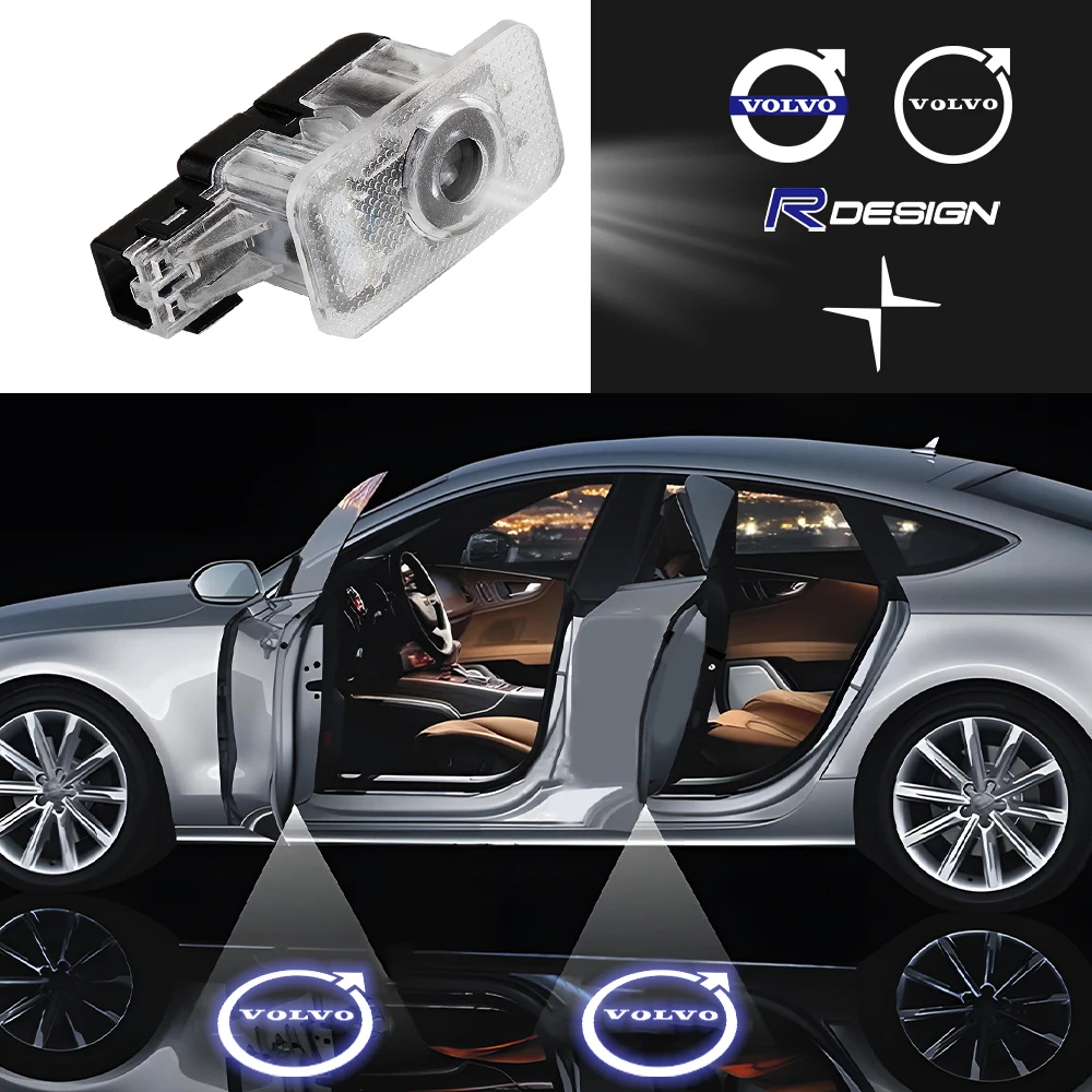 2pcs LED Welcome Light Projector Sign Ghost Light Decor Accessory for Volvo RDESIGN XC60 V60 S60L V40 V40CC S80L XC90 2015-2024