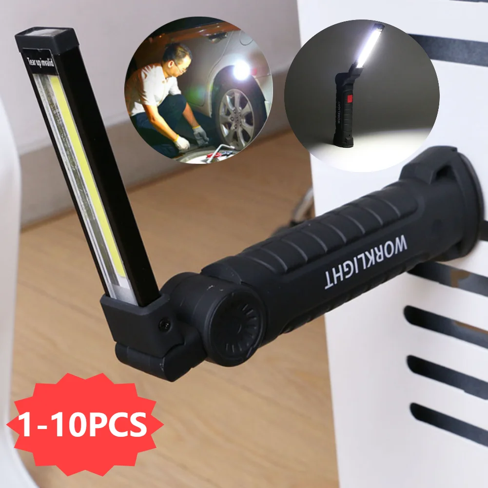 

10-1 шт. USB перезаряжаемый фонарик со встроенным аккумулятором, складные автомобильные фонари, складное освещение, светодиодные лампы COB, инструменты для ремонта автомобиля