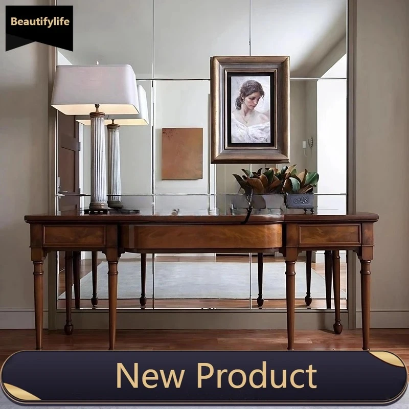 

American Retro Solid Wood Entryway Table Ultra-Narrow Entryway Hallway Decorative Console Table