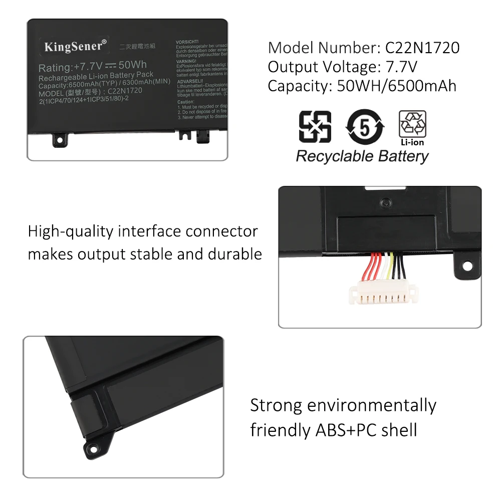 Imagem -05 - Bateria do Portátil para Asus Zenbook s Ux391 Ux391fa Ux391ua Ux391fa-ah001t Notebook Série 7.7v 6500mah Kingsener-c22n1720