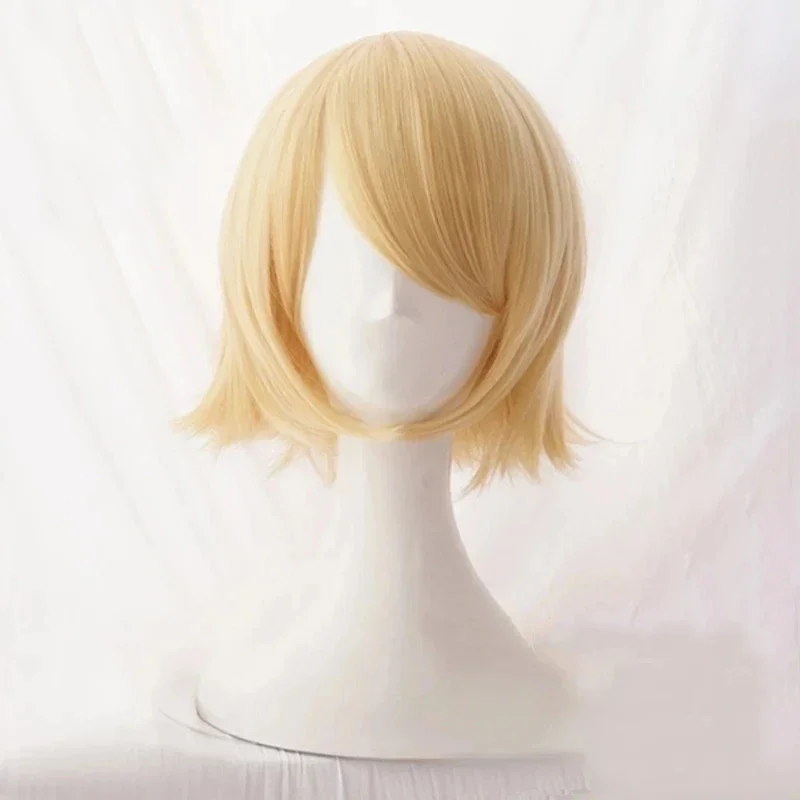 Rin Len Short Blond Heat Resistant Synthetic Hair Anime Cosplay Wigs +Track + Wig Cap