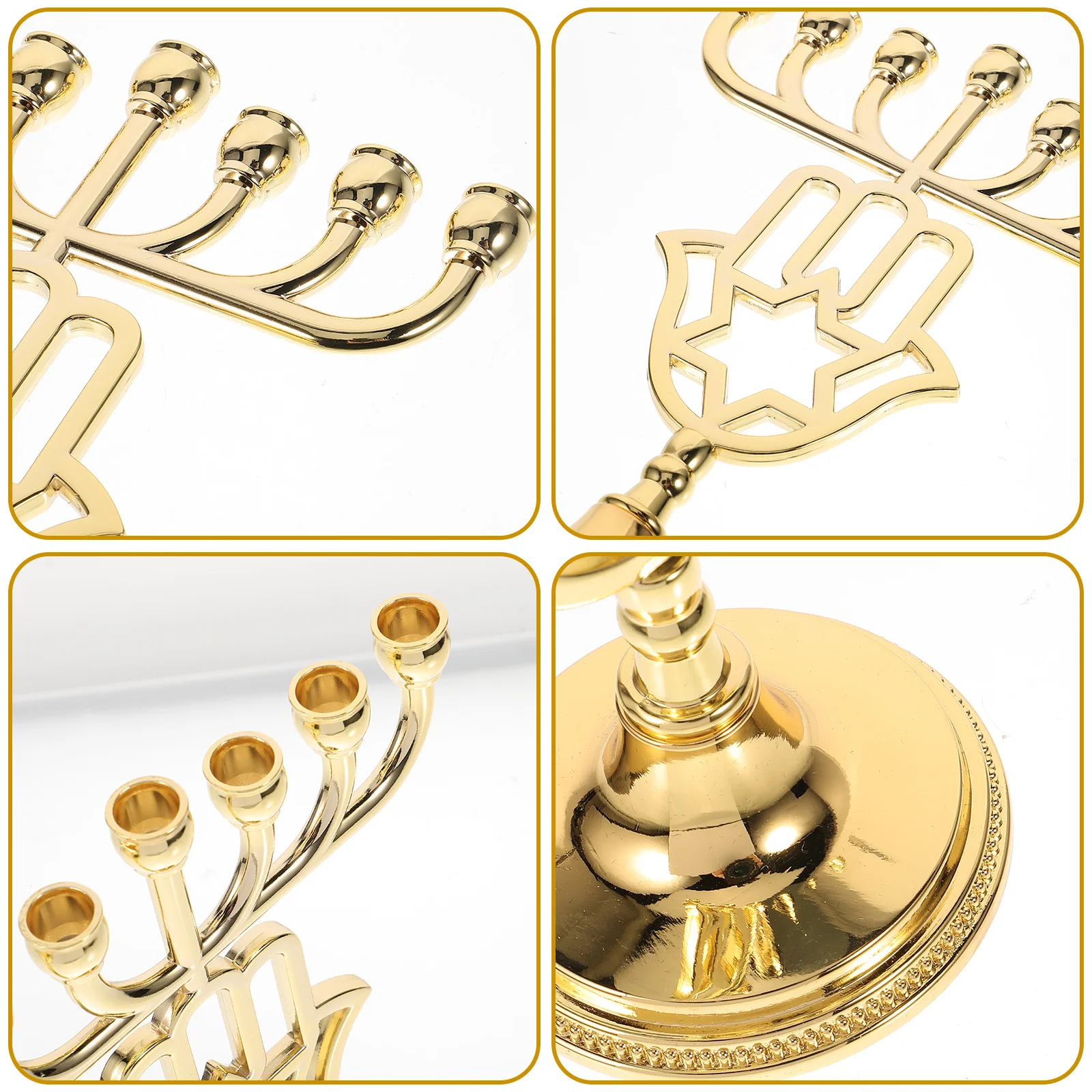 

7-Branch Golden Holder Vintage Metal Candelabrum for Hanukkah Jewish Religious Decoration Desktop Tabletop Ornament Home