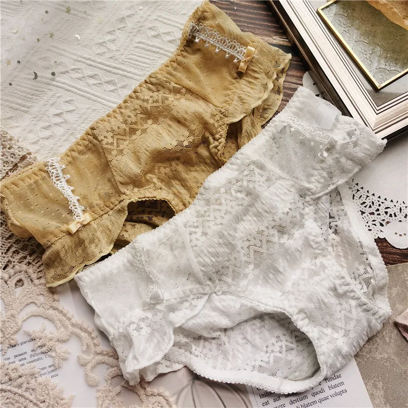 Pure Desire Elegant, Cute Breathable Comfortable Sexy Mesh Lace Ruffle, Low Waist Hip Wrap Underpants WOMEN Panties Briefs