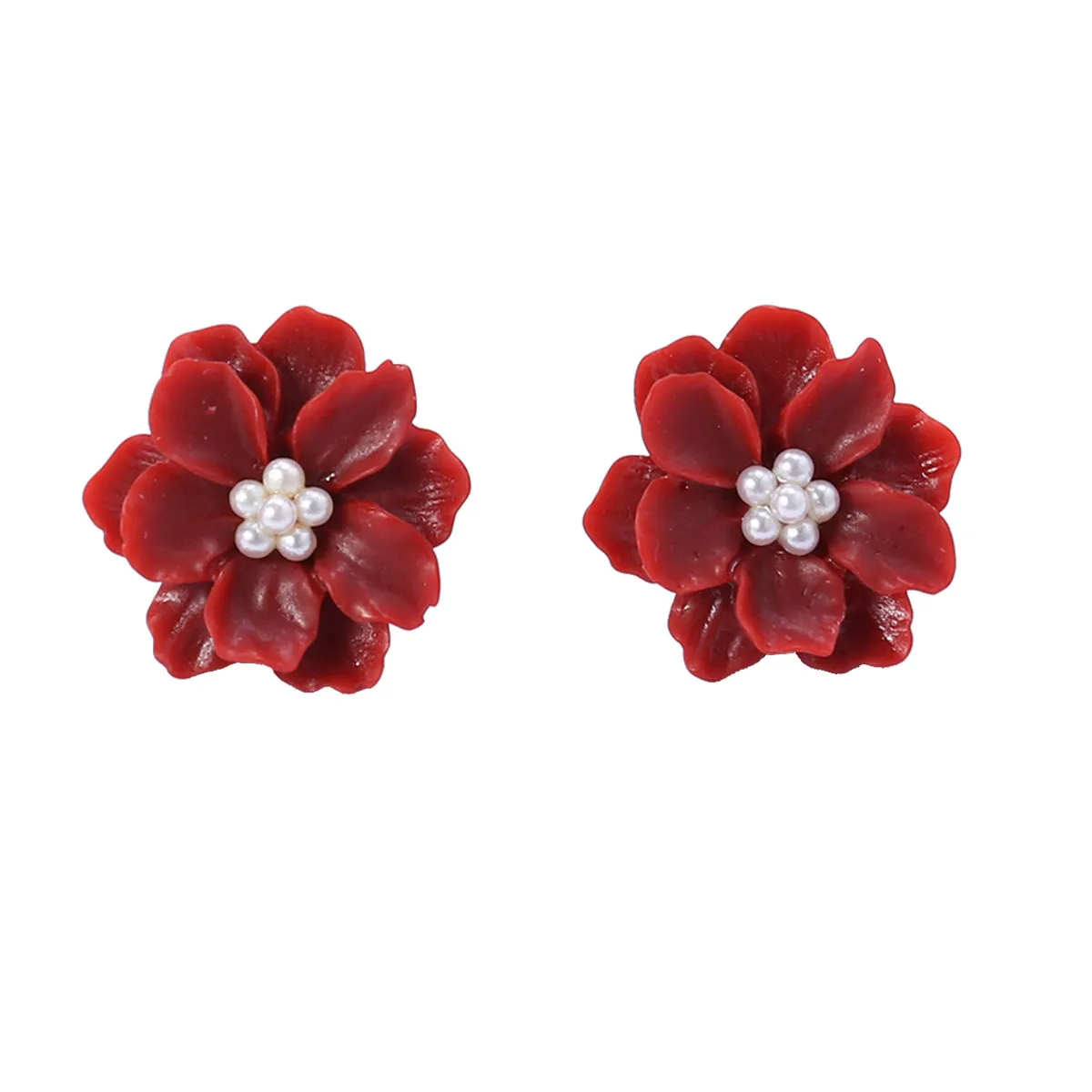 

1Pair Earrings Red Small Fresh Resin Studs for Women Hypoallergenic Symmetrical Jewelry Gift Elegant Daily Wear