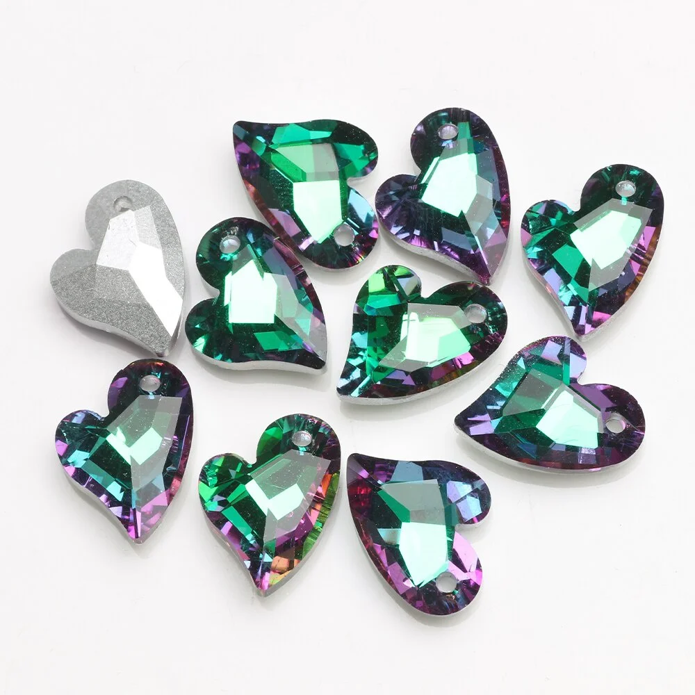 10/20 sztuk kolorowe kryształowe zawieszki Charms 13X17mm szklane serce koraliki dla naszyjnik DIY bransoletka kolczyki pierścień biżuteria Making