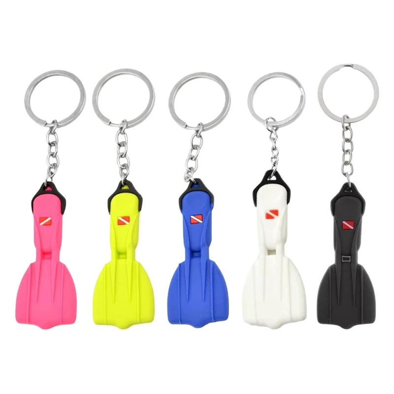 YQ Stylish Silicone Scuba Diver Keychain Elegant Dive Fin Keychain Accessory Flippers Keyrings Bag Decoration for Diver