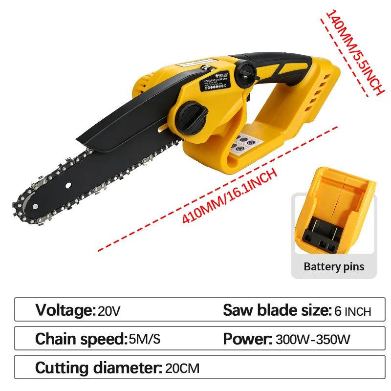 Electric Goddess 6 Inch Electric Saw Brushless Cordless Chainsaw Handheld Woodworking Garden Tools For Dewalt 20V Battery Pin