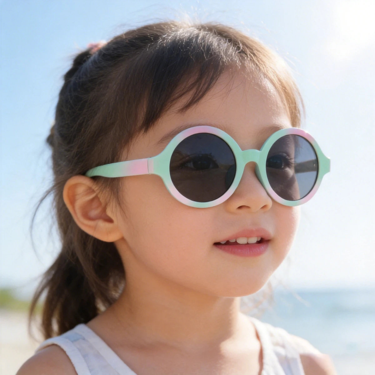 Kids Outdoor Frame - 子供用丸型サングラス カラーグラデーションフレーム UVカット フレキシブルシャフト アイウェア 男の子
