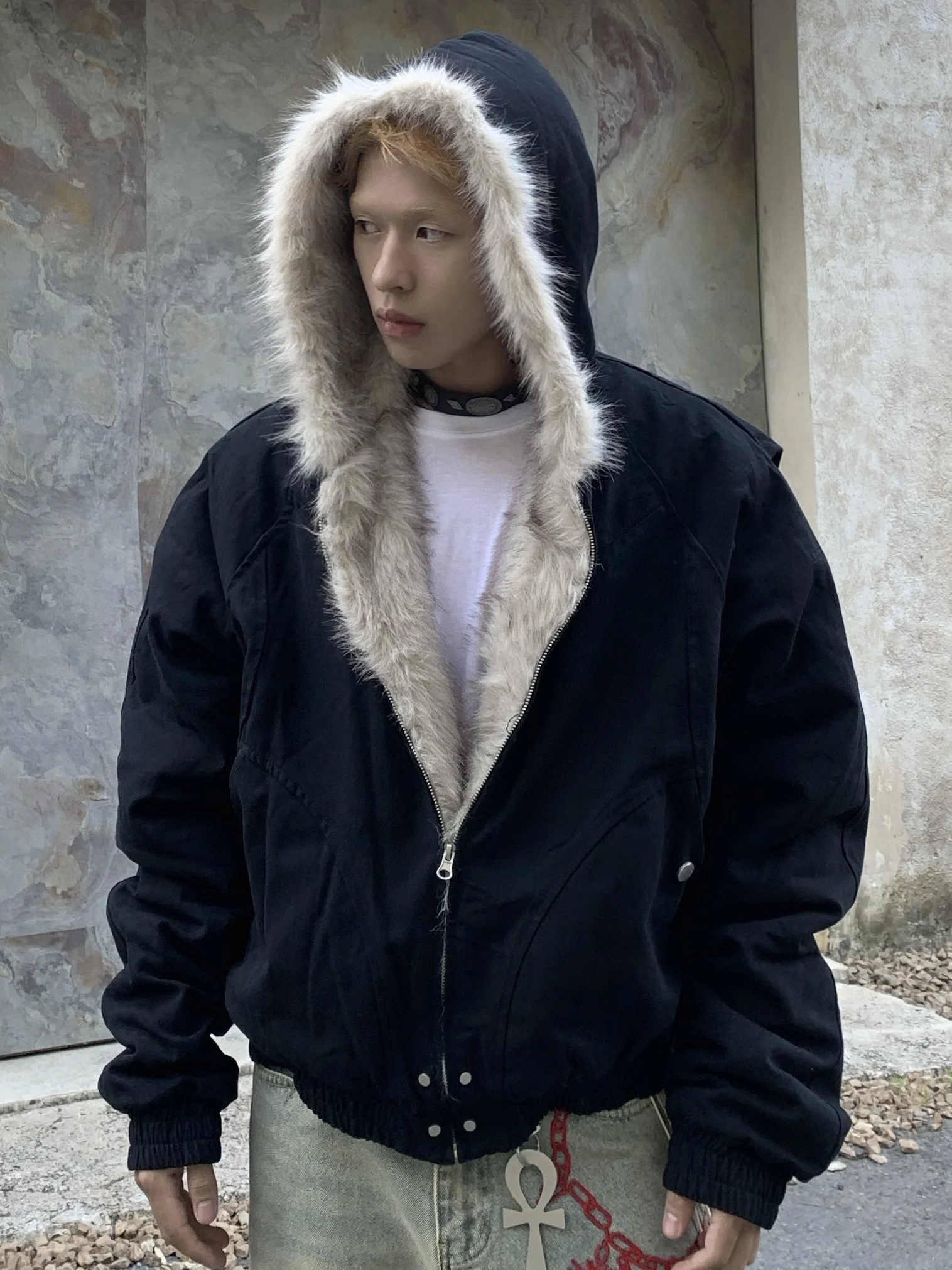 

Мужская черная утепленная куртка с капюшоном, плотный хлопковый жилет Cleanfit, повседневная теплая одежда, однотонная, в уличном стиле