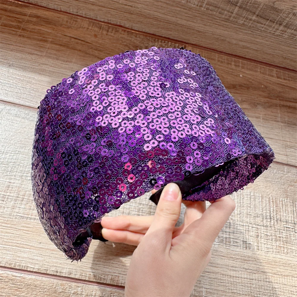 1Pcs Sequined Wide-Brimmed Headband Holiday Party Bronzing Sequined Hair Band Makeup Diademas Haar Accessoires Women - Image 6