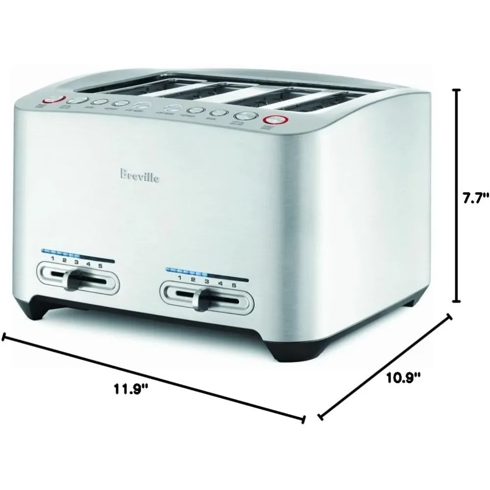 Breville-tostadora inteligente BTA840XL de 4 rebanadas, tostadora de acero inoxidable fundido a presión