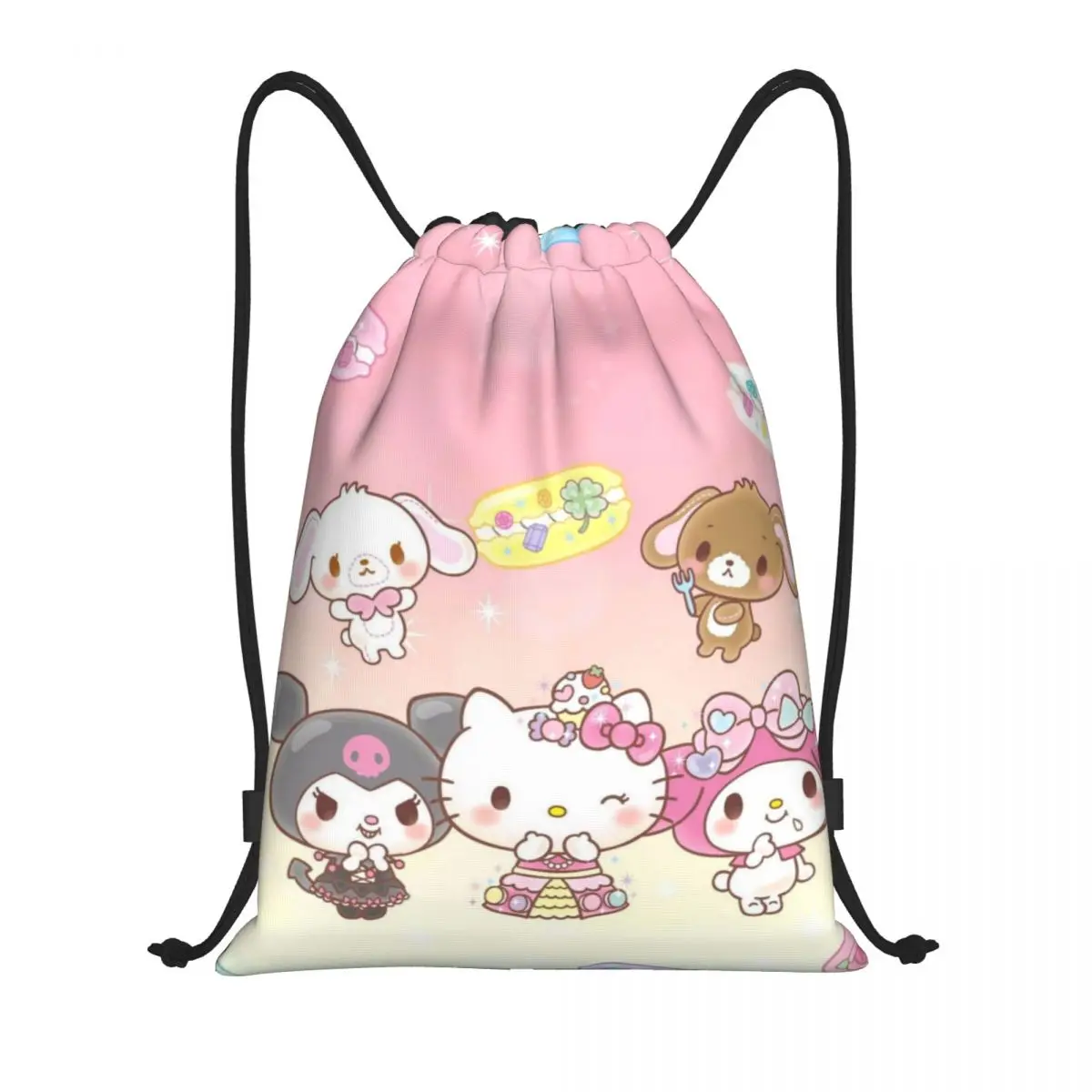 Custom Pattern Logo Drawstring Bag My Melody Travel Backpack Student Storage Bag School Bag  ꦫ