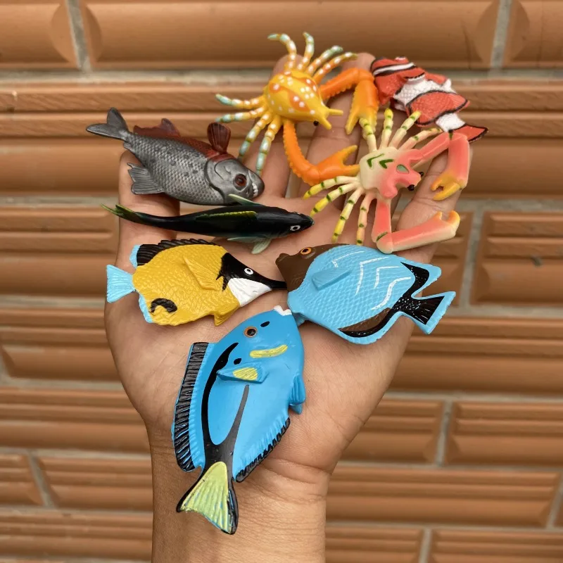 Figuras de acción de tortuga y cangrejos de colores, modelo de acuario, pecera, accesorios de adorno en miniatura, juguetes creativos
