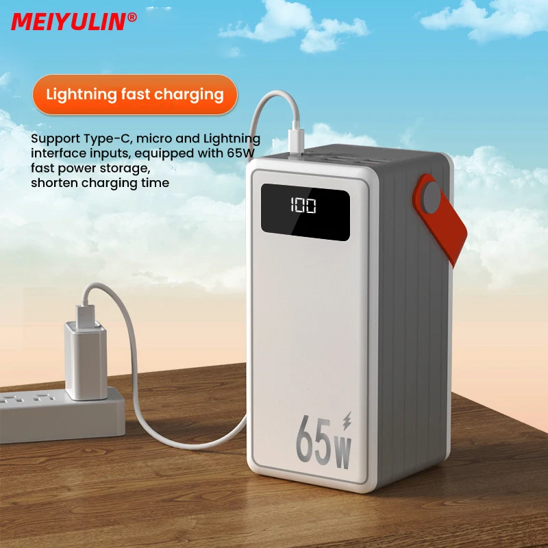 80000mAh Power Bank 65W PD USB C Fast Charging External Battery Portable Powerbank For iPhone 15 14 Laptop With Car Jump Starter