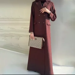 Burgundy Women Jacket Fashion Floor Length Solid New in Outerwears Long Coat Casual Office Lady Wedding Party Blazer 1 Piece