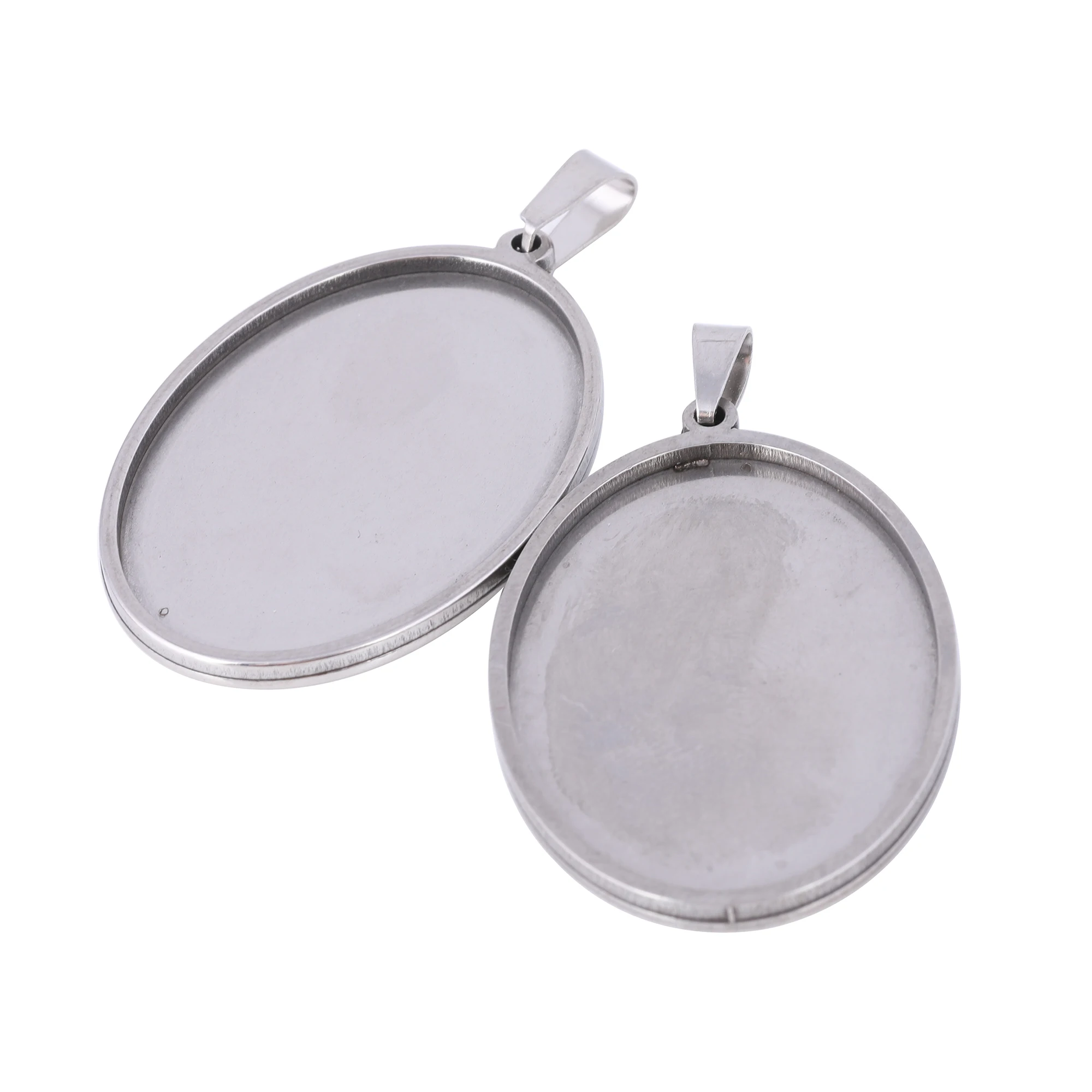 5pcs 25x35mm Oval Cabcohon Base Settings Stainless Steel Blank Pendant Trays Diy Bezels For Necklace Jewelry Making Supplies