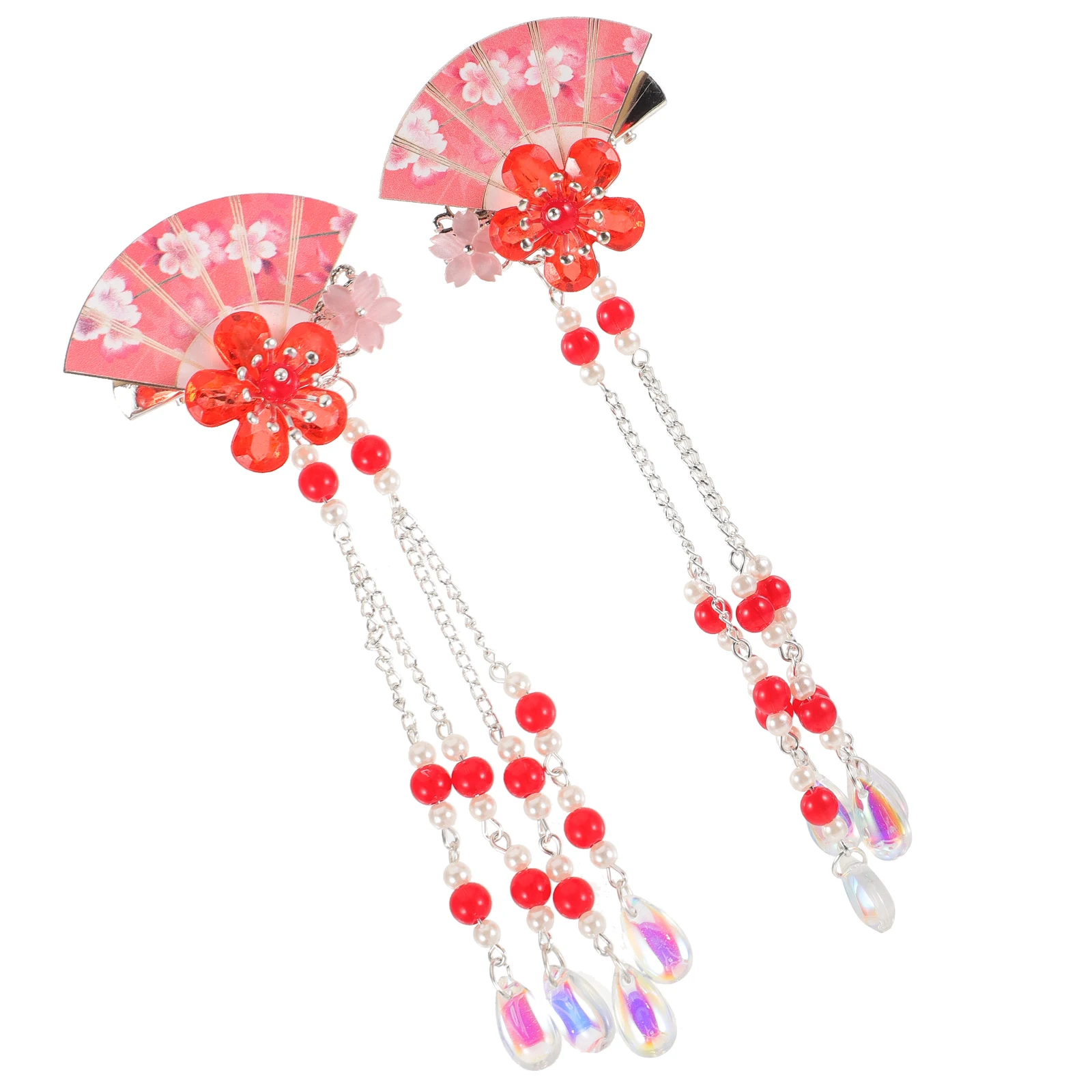

2Pcs Hair Clips Iron Crystal Flower Tassel Hairpin Girls Women Bridal Party Accessories Durable Long Service Life