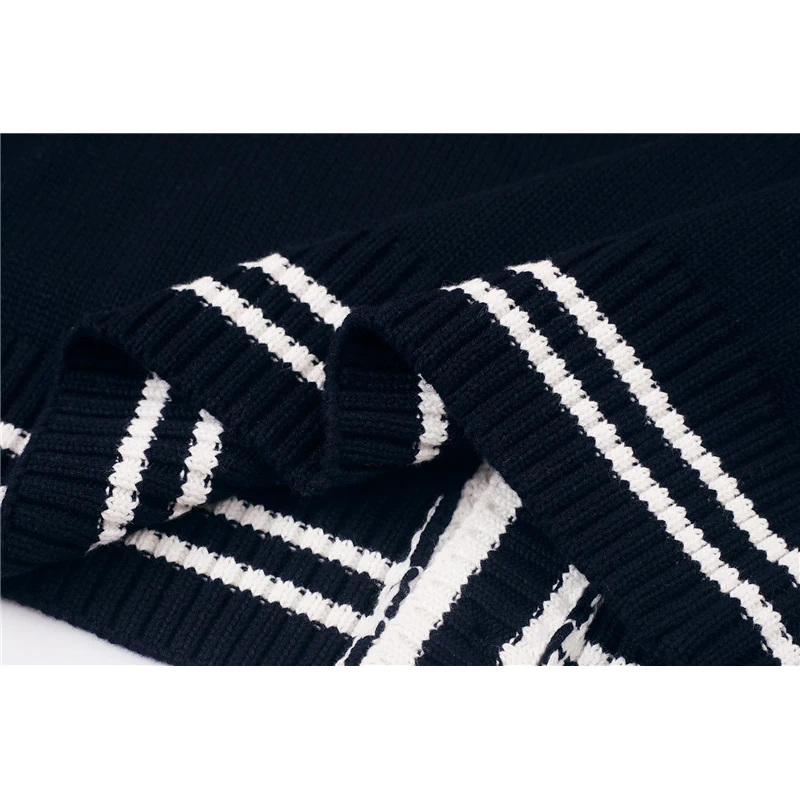 England Style Knitted Sweater for Teenage Boys Girls Single Breasted Navy Blue Long Sleeve Cardigans School Uniform Coats New