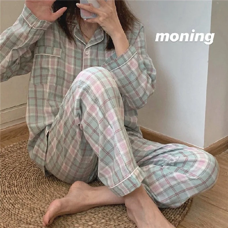 Spring And Autumn 2 Piece Women\'s Pajamas Homewear Female Students Homewear Pajama Sets Girls Pajamas Underwear Sets