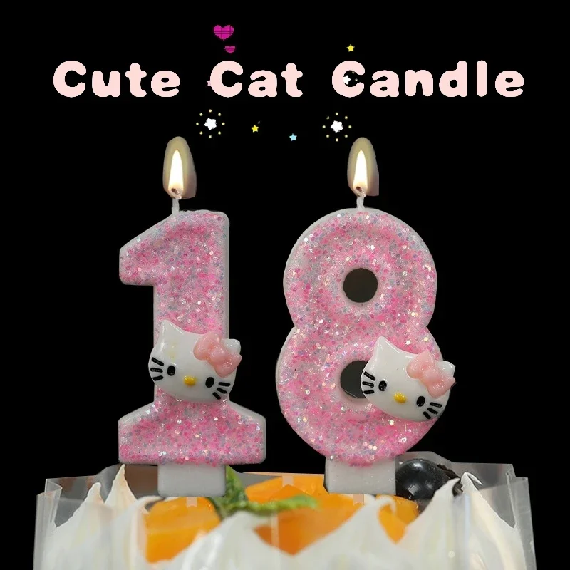 

Cute Cat Birthday Candle Birthday Cake Decorative Bougie Creative Digital Candle Party Atmosphere Decoration Supplies Cake Toper